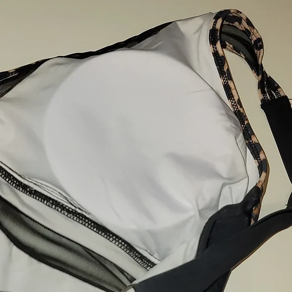 Mesh Tummy Siamese Control Push Up High Waisted Leopard and Black Swimsuit, XXL - Picture 5 of 8